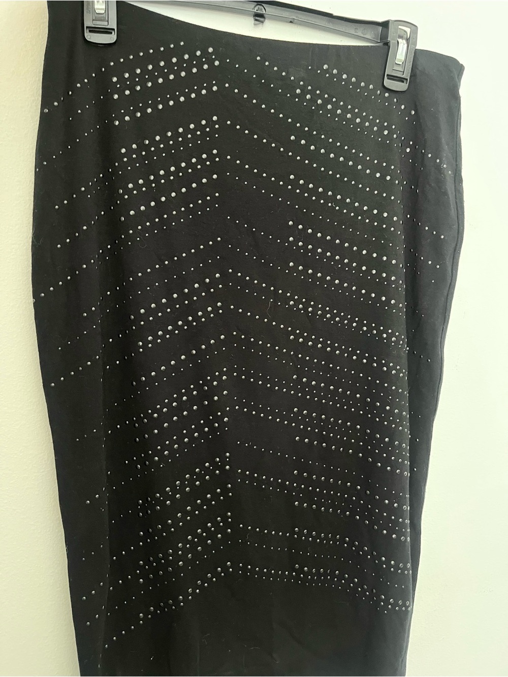 Vince Camuto Black Studded Midi Skirt